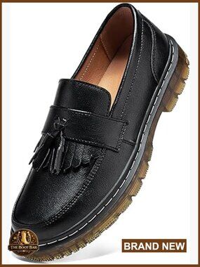 Women's Platform Loafers Chunky Heel Business Casual Leather Slip-On Shoes